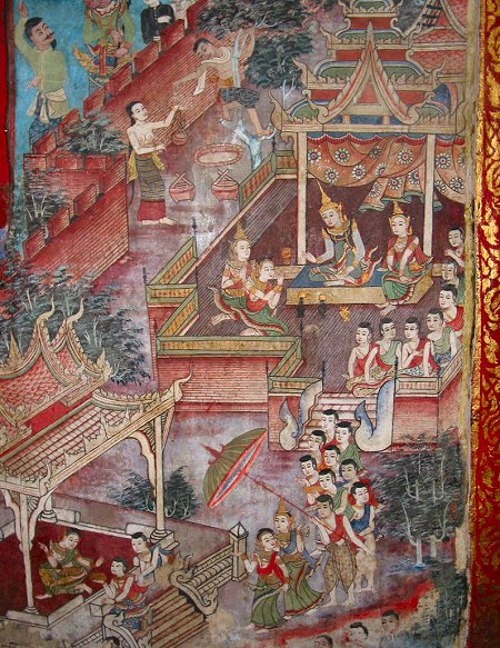 Muurschildering&nbsp;in&nbsp;Wat&nbsp;Phra&nbsp;Sing 