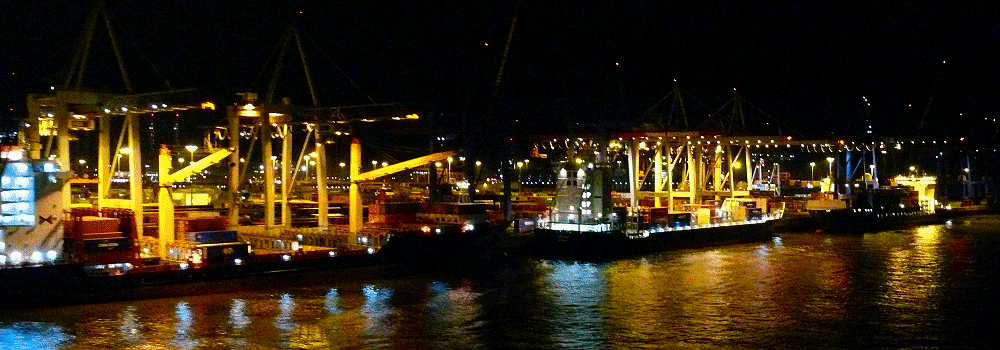 Verlichte containerhaven