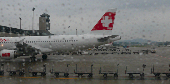 Regen op Flughafen Z�rich 